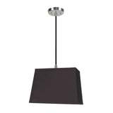 # 76081-11 One-Light Hanging Pendant Ceiling Light with Transitional Rectangular Hardback Fabric Lamp Shade, Black, 14" width