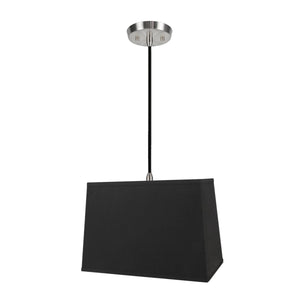 # 76061-11 One-Light Hanging Pendant Ceiling Light with Transitional Rectangular Hardback Fabric Lamp Shade, Black, 16" width