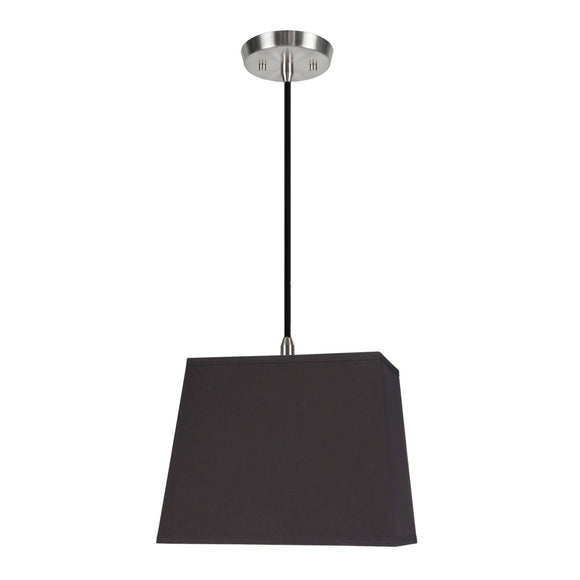 # 76041-11 One-Light Hanging Pendant Ceiling Light with Transitional Rectangular Hardback Fabric Lamp Shade, Black, 12