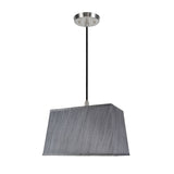 # 76022-11 One-Light Hanging Pendant Ceiling Light with Transitional Rectangular Hardback Fabric Lamp Shade, Grey & Black, 16" width