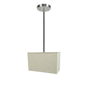 # 76006-11 One-Light Hanging Pendant Ceiling Light with Transitional Rectangular Hardback Fabric Lamp Shade, Beige, 16" width