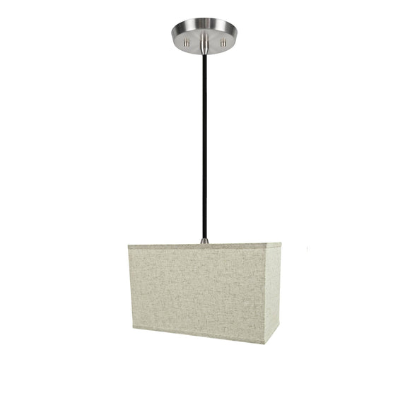 # 76006-11 One-Light Hanging Pendant Ceiling Light with Transitional Rectangular Hardback Fabric Lamp Shade, Beige, 16