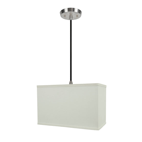 # 76005-11 One-Light Hanging Pendant Ceiling Light with Transitional Rectangular Hardback Fabric Lamp Shade, White, 16