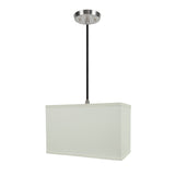 # 76005-11 One-Light Hanging Pendant Ceiling Light with Transitional Rectangular Hardback Fabric Lamp Shade, White, 16" width