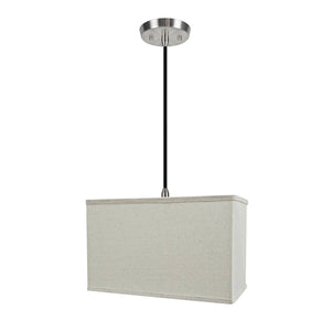# 76004-11 One-Light Hanging Pendant Ceiling Light with Transitional Rectangular Hardback Fabric Lamp Shade, Light Grey, 16" width