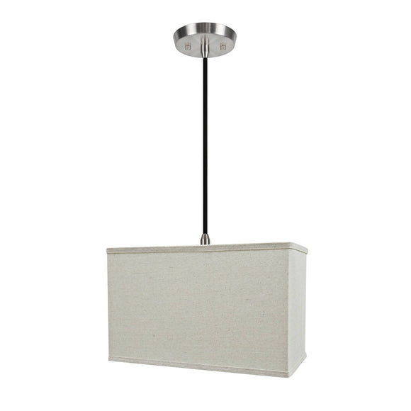 # 76004-11 One-Light Hanging Pendant Ceiling Light with Transitional Rectangular Hardback Fabric Lamp Shade, Light Grey, 16