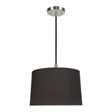# 72242-11 One-Light Hanging Pendant Ceiling Light with Transitional Hardback Empire Fabric Lamp Shade, Black, 14" width