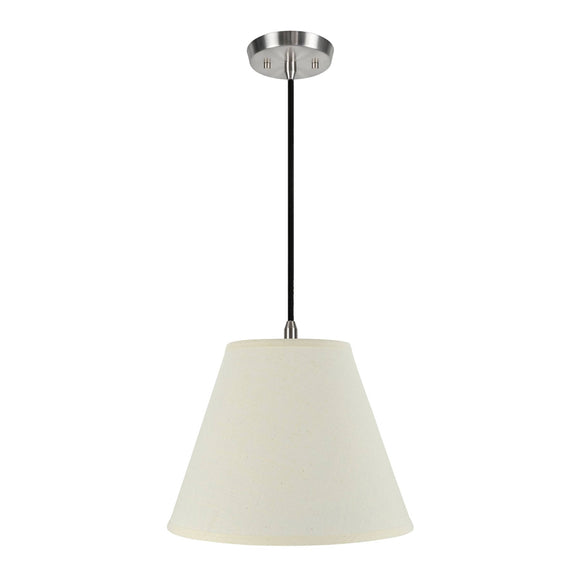 # 72287-11 One-Light Hanging Pendant Ceiling Light with Transitional Hardback Empire Fabric Lamp Shade, Beige, 14