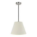 # 72287-11 One-Light Hanging Pendant Ceiling Light with Transitional Hardback Empire Fabric Lamp Shade, Beige, 14" width