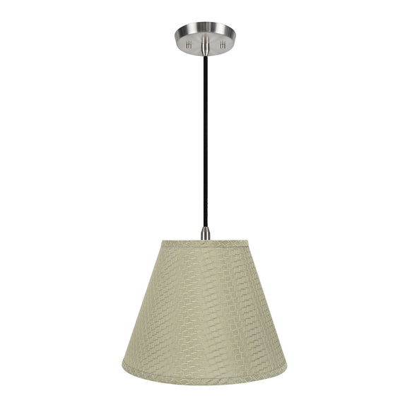# 72288-11 One-Light Hanging Pendant Ceiling Light with Transitional Hardback Empire Fabric Lamp Shade, Sand Yellow, 14