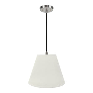 # 72290-11 One-Light Hanging Pendant Ceiling Light with Transitional Hardback Empire Fabric Lamp Shade, Off White, 14" width