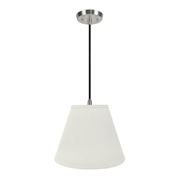 # 72290-11 One-Light Hanging Pendant Ceiling Light with Transitional Hardback Empire Fabric Lamp Shade, Off White, 14