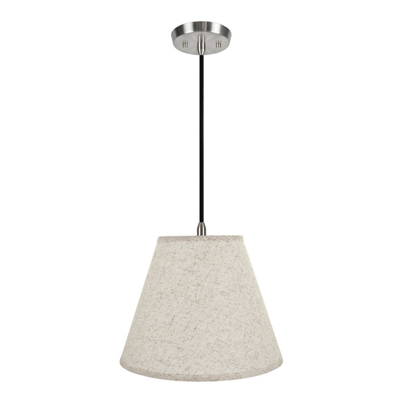 # 72291-11 One-Light Hanging Pendant Ceiling Light with Transitional Hardback Empire Fabric Lamp Shade, Flaxen, 14