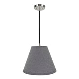# 72292-11 One-Light Hanging Pendant Ceiling Light with Transitional Hardback Empire Fabric Lamp Shade, Grey, 14" width