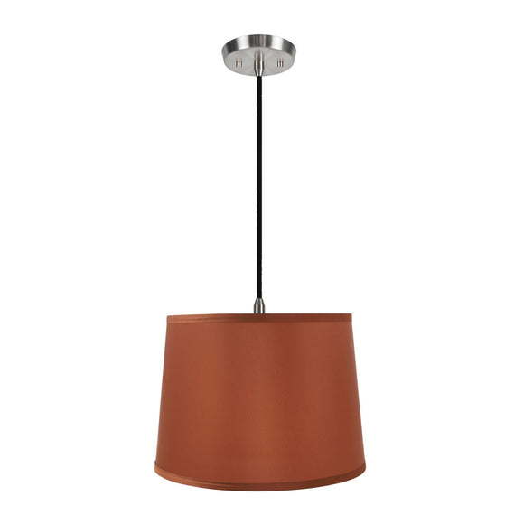 # 72307-11 One-Light Hanging Pendant Ceiling Light with Transitional Hardback Empire Fabric Lamp Shade, Burnt Orange, 14