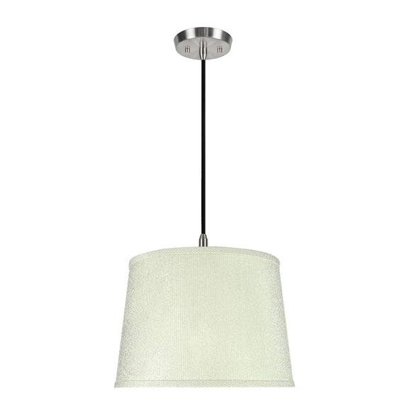 # 72308-11 One-Light Hanging Pendant Ceiling Light with Transitional Hardback Empire Fabric Lamp Shade, Off White, 14