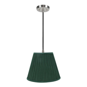 # 73053-11 One-Light Hanging Pendant Ceiling Light with Transitional Pleated Shade, Green, 13" width