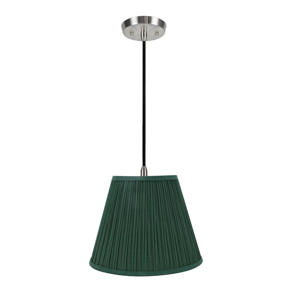# 73053-11 One-Light Hanging Pendant Ceiling Light with Transitional Pleated Shade, Green, 13