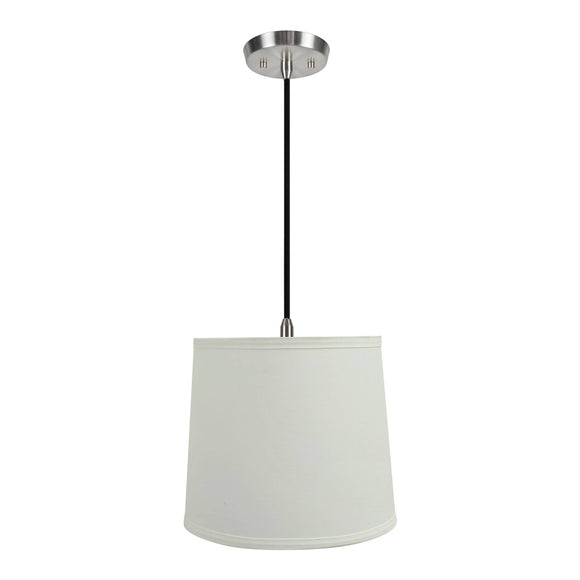 # 72741-11 One-Light Hanging Pendant Ceiling Light with Transitional Hardback Empire Fabric Lamp Shade, Off White, 10-1/2