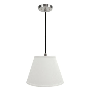 # 72685-11 One-Light Hanging Pendant Ceiling Light with Transitional Hardback Empire Fabric Lamp Shade, Off White, 13" width