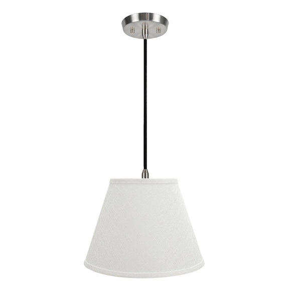 # 72685-11 One-Light Hanging Pendant Ceiling Light with Transitional Hardback Empire Fabric Lamp Shade, Off White, 13