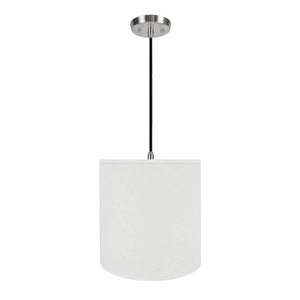 # 72532-11 One-Light Hanging Pendant Ceiling Light with Transitional Hardback Empire Fabric Lamp Shade, Off White, 15" width