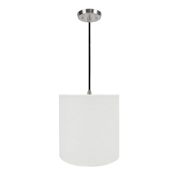 # 72532-11 One-Light Hanging Pendant Ceiling Light with Transitional Hardback Empire Fabric Lamp Shade, Off White, 15