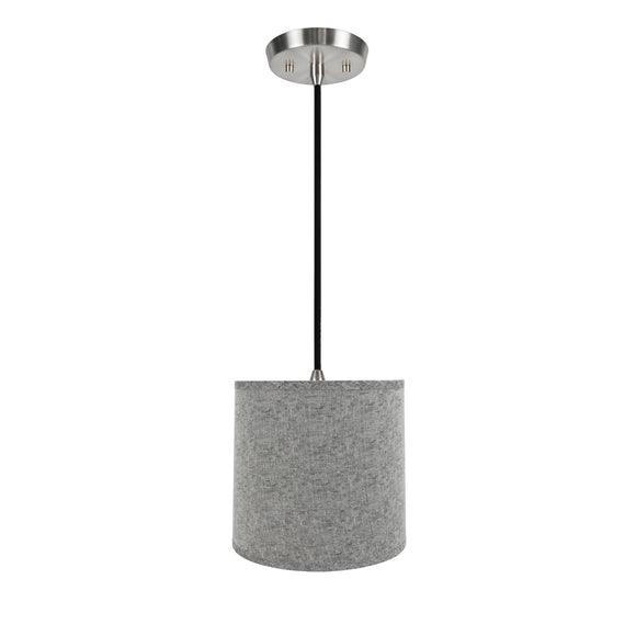 # 72502-11 One-Light Hanging Pendant Ceiling Light with Transitional Hardback Empire Fabric Lamp Shade, Grey, 13