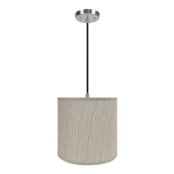 # 72501-11 One-Light Hanging Pendant Ceiling Light with Transitional Hardback Empire Fabric Lamp Shade, Striped, 13