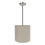 # 72501-11 One-Light Hanging Pendant Ceiling Light with Transitional Hardback Empire Fabric Lamp Shade, Striped, 13" width