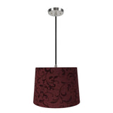 # 72325-11 One-Light Hanging Pendant Ceiling Light with Transitional Hardback Empire Fabric Lamp Shade, Red, 14" width