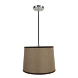 # 72324-11 One-Light Hanging Pendant Ceiling Light with Transitional Hardback Empire Fabric Lamp Shade, White, 14" width