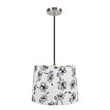 # 72323-11 One-Light Hanging Pendant Ceiling Light with Transitional Hardback Empire Fabric Lamp Shade, White, 14" width
