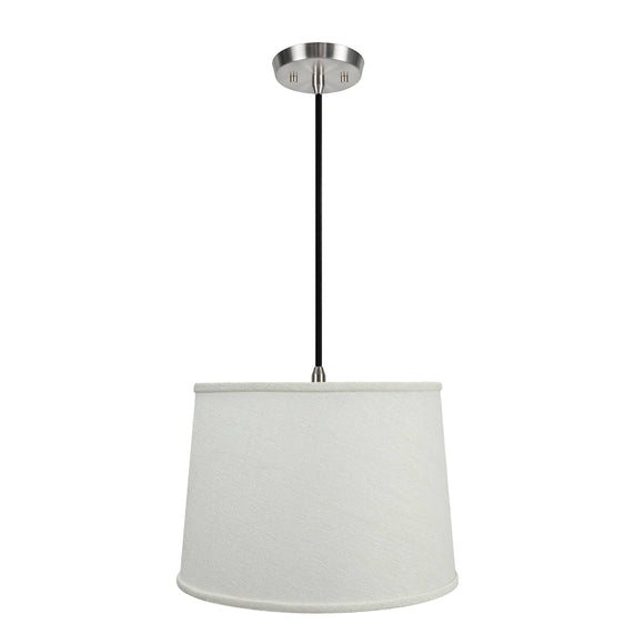 # 72320-11 One-Light Hanging Pendant Ceiling Light with Transitional Hardback Empire Fabric Lamp Shade, Off White, 14
