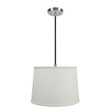# 72320-11 One-Light Hanging Pendant Ceiling Light with Transitional Hardback Empire Fabric Lamp Shade, Off White, 14" width