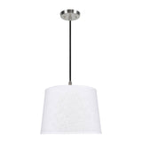 # 72309-11 One-Light Hanging Pendant Ceiling Light with Transitional Hardback Empire Fabric Lamp Shade, White, 14" width