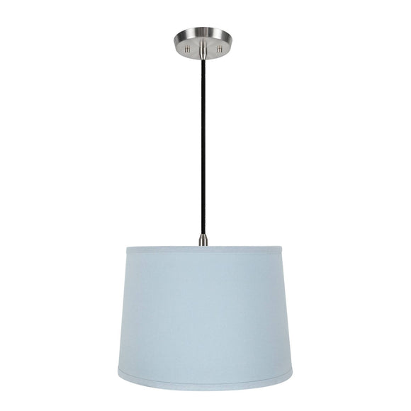 # 72311-11 One-Light Hanging Pendant Ceiling Light with Transitional Hardback Empire Fabric Lamp Shade, Light Blue, 14