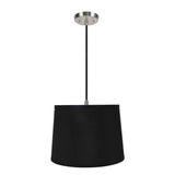 # 72312-11 One-Light Hanging Pendant Ceiling Light with Transitional Hardback Empire Fabric Lamp Shade, Black, 14" width