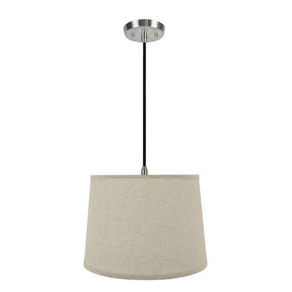 # 72316-11 One-Light Hanging Pendant Ceiling Light with Transitional Hardback Empire Fabric Lamp Shade, Light Grey, 14