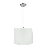 # 72317-11 One-Light Hanging Pendant Ceiling Light with Transitional Hardback Empire Fabric Lamp Shade, White, 14" width