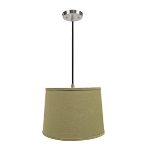 # 72318-11 One-Light Hanging Pendant Ceiling Light with Transitional Hardback Empire Fabric Lamp Shade, Yellowish Brown, 14" width