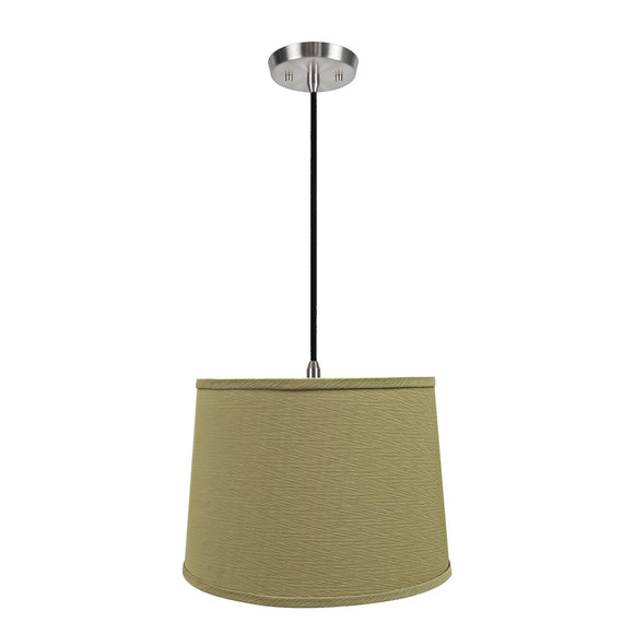 # 72318-11 One-Light Hanging Pendant Ceiling Light with Transitional Hardback Empire Fabric Lamp Shade, Yellowish Brown, 14