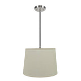 # 72319-11 One-Light Hanging Pendant Ceiling Light with Transitional Hardback Empire Fabric Lamp Shade, Off White, 14" width