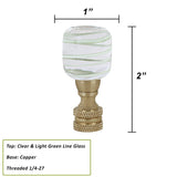 # 24024-11, Clear with Light Green Line Glass Lamp Finial in Copper, 2" Tall