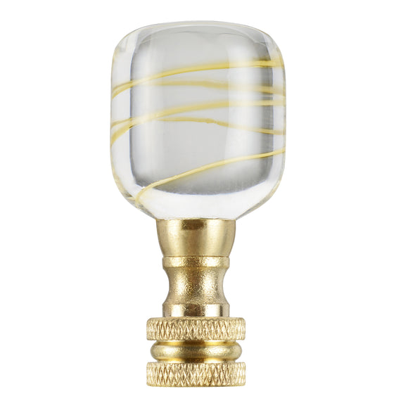 # 24024-21, Clear with Yellow Line Glass Lamp Finial in Copper, 2