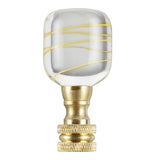 # 24024-21, Clear with Yellow Line Glass Lamp Finial in Copper, 2" Tall