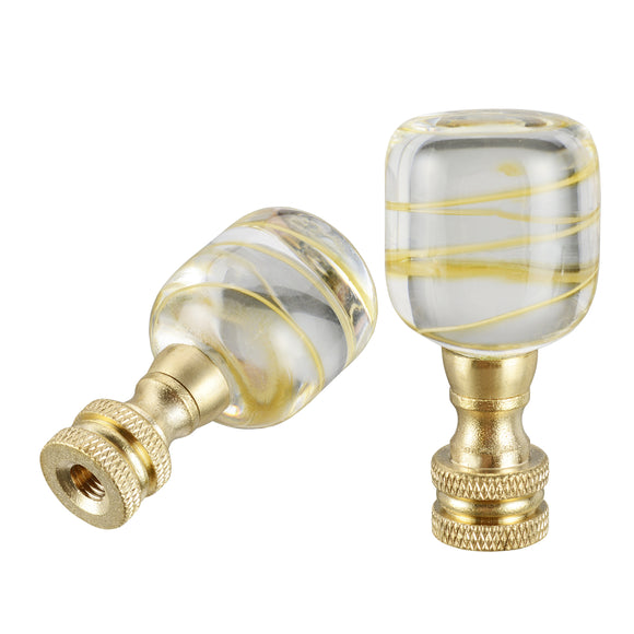 # 24024-22, Clear with Yellow Line Glass Lamp Finial in Copper, 2