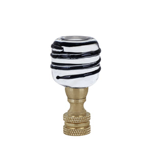 # 24025-11, Clear with Black Line Glass Lamp Finial in Copper, 2" Tall