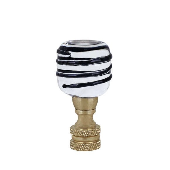 # 24025-11, Clear with Black Line Glass Lamp Finial in Copper, 2