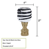 # 24025-11, Clear with Black Line Glass Lamp Finial in Copper, 2" Tall
